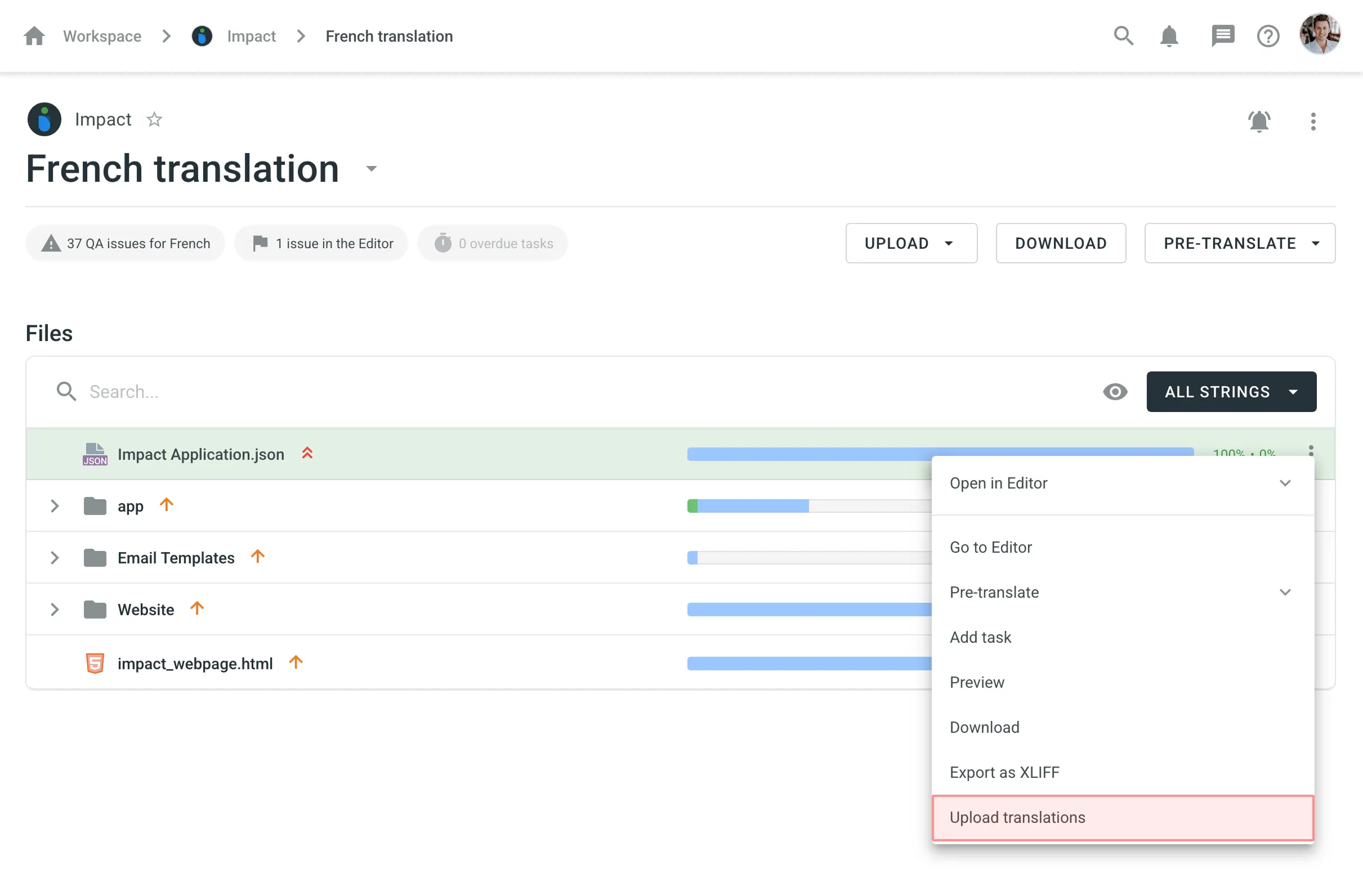 Upload Translations